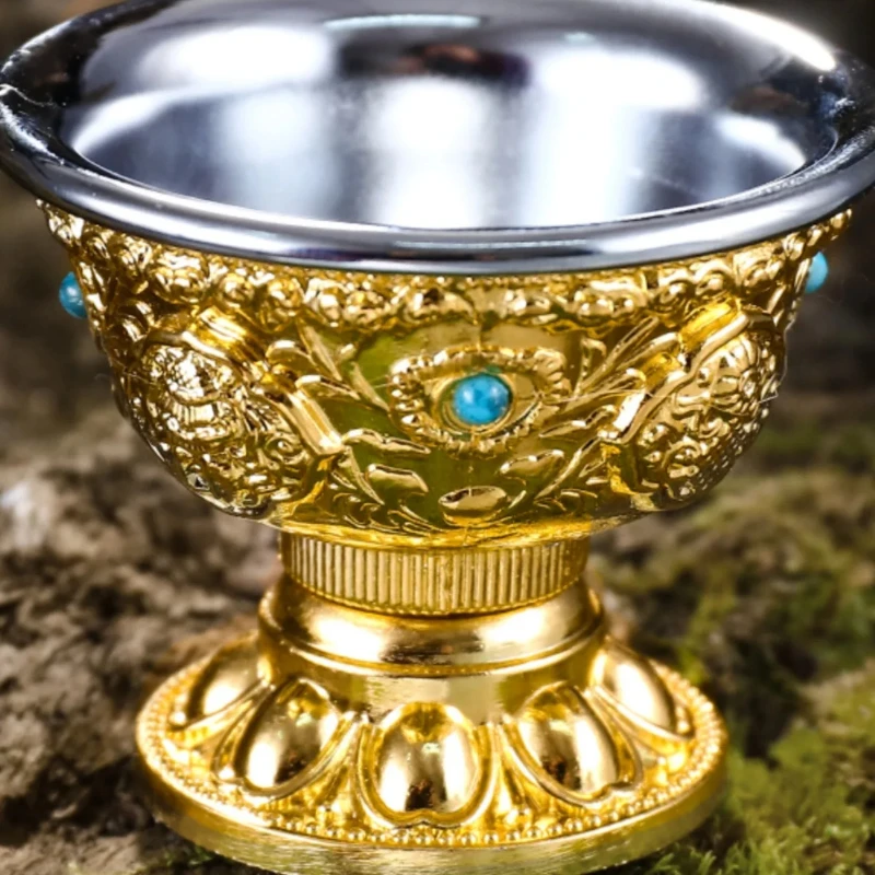 Auspicious High Foot Water Supply Cup Holy Water Cup for Family Buddha Worship Top Offering Supply Cups Devotional Offering Cup