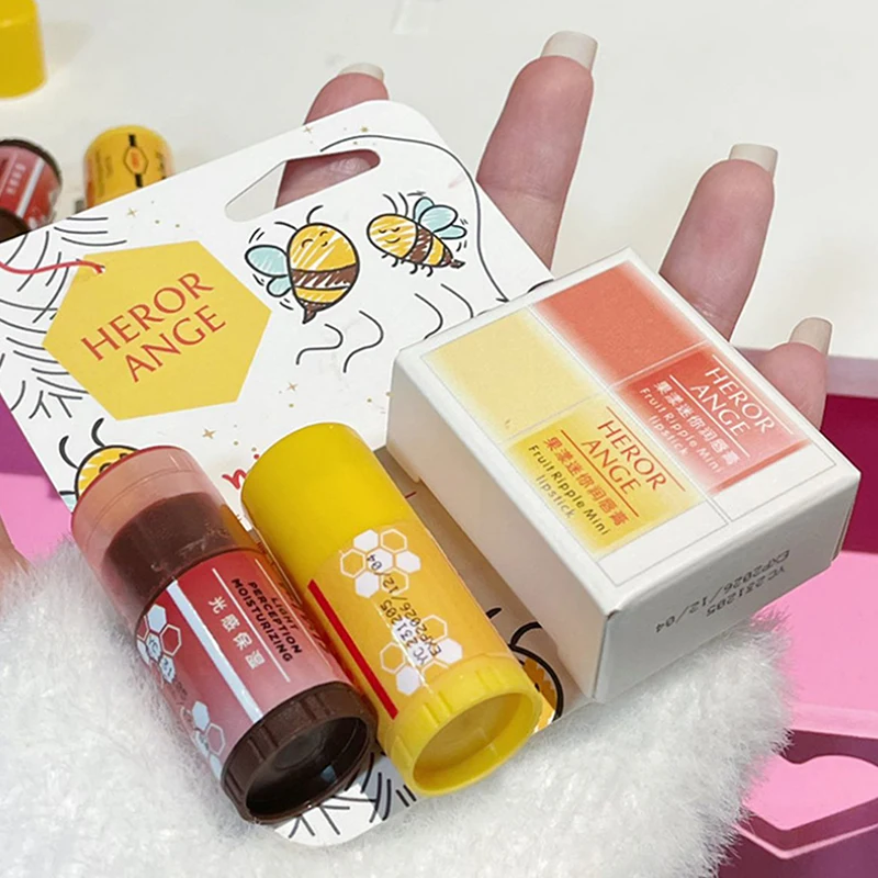 

HERORANGE Набор из 2 мини-бальзамов для губ с фруктовым ароматом, увлажняющая помада, увлажняющая маска для губ на осень и зиму, против сухости