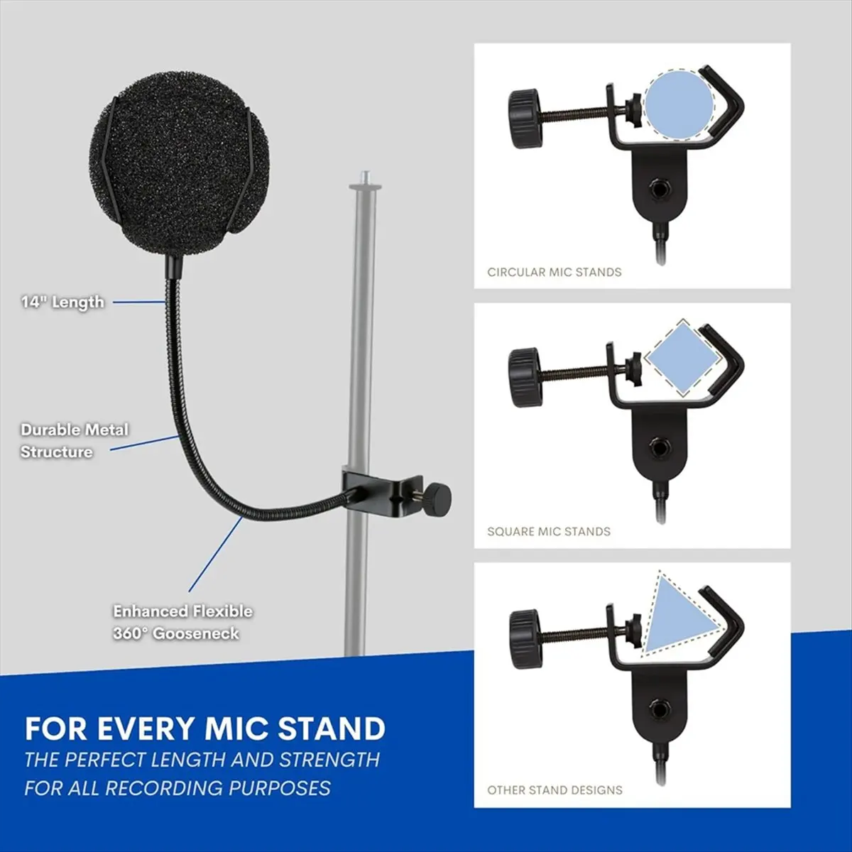 (A02R) High Quality Microphone Pop Filter Metal Pop Filter Shield Windscreen Pop Filter for USB Microphone Podcast Microphone