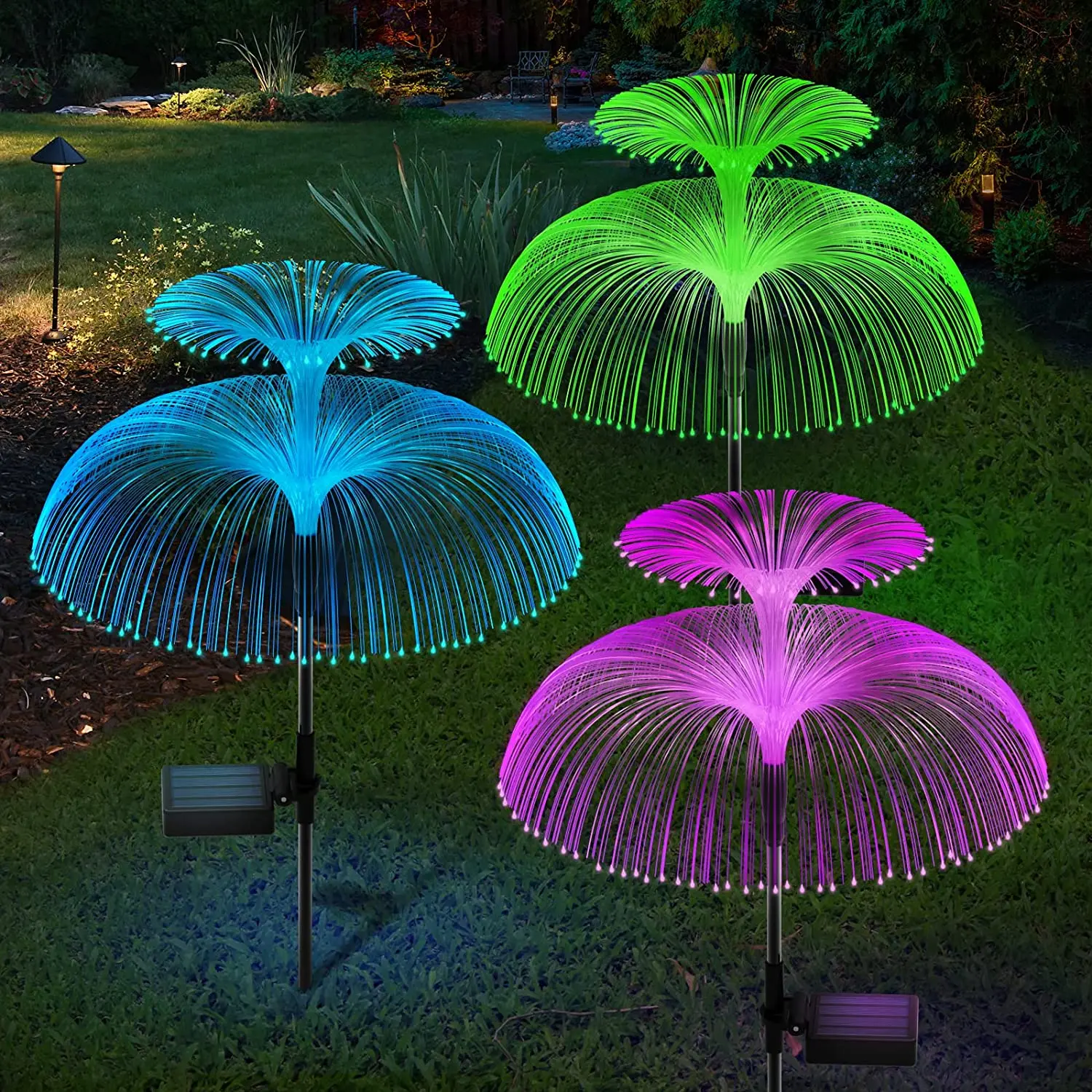 

2 Pack Solar Jellyfish Flower Light Solar Garden Light Color Changing Solar Landscape Light Outdoor Waterproof For Yard Pathway