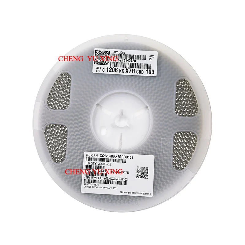 

1206 10nF 1000V 1KV X7R 10%，CC1206KKX7RCBB103，3000pcs, Capacitor Smd