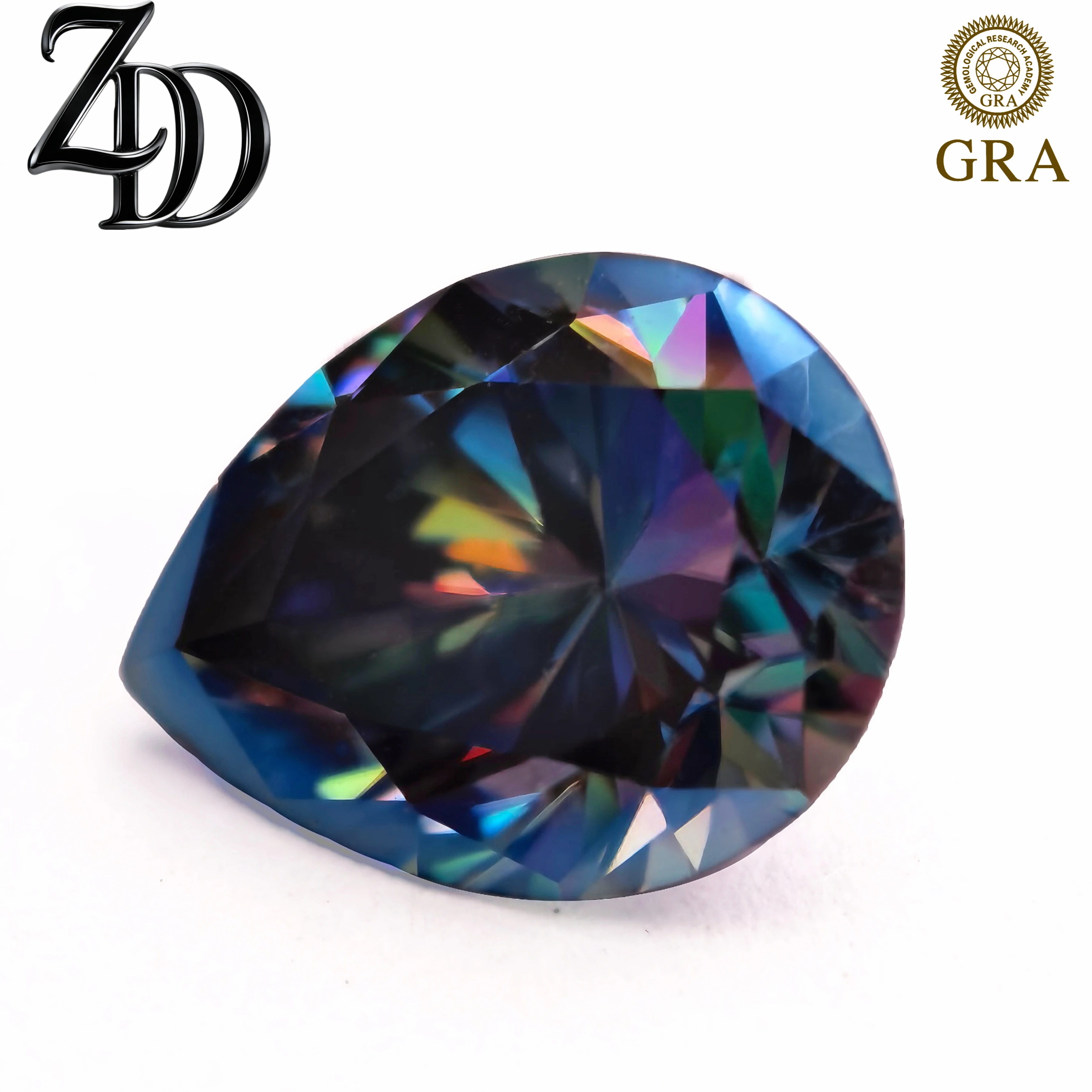 Moissanite Stone Rainbow Blue Color Pear Cut Lab Created Heat Diamond Gemstone for DIY Jewelry Making With Certificate