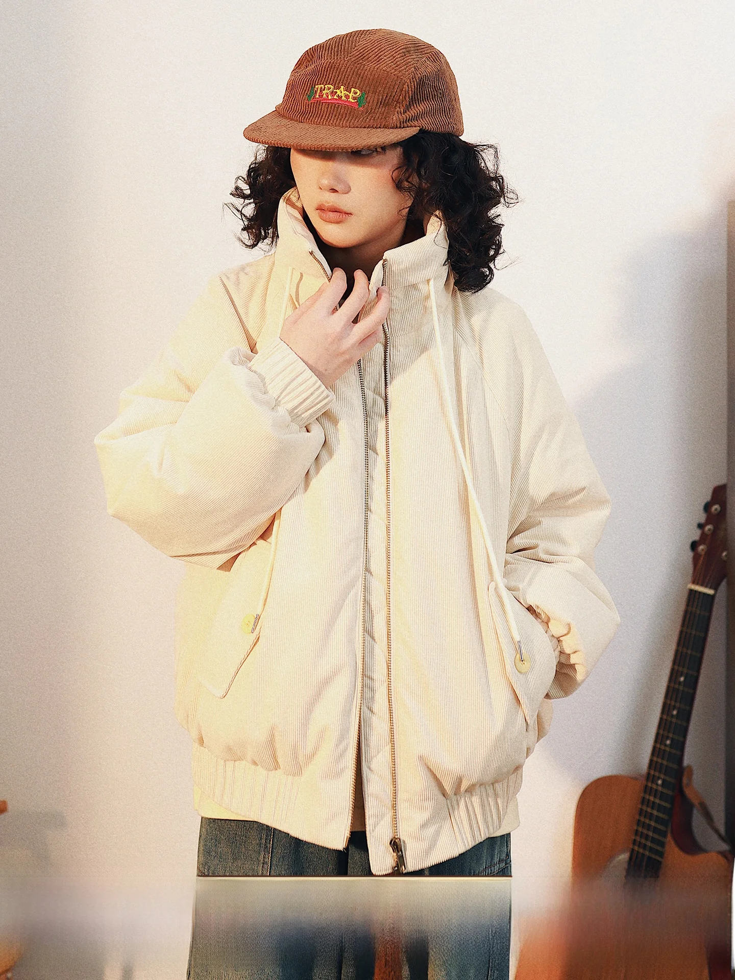 

Женская вельветовая пуховая куртка AITA STU в японском стиле, с воротником-стойкой, теплая верхняя одежда с длинными рукавами, на молнии, повседневная