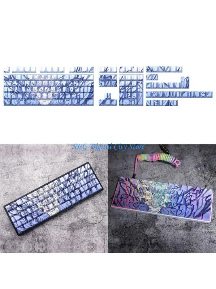 

U75B 136PCS Mechanical Keyboard Keycaps Blue Orlong Keycap Side Printed