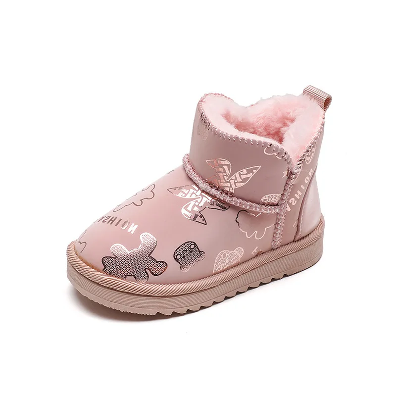 Children Shoes Luxury Designer Girls Boy Fashion Waterproof Upper Snow Boots Brand Baby Thick Plush Ankel High Warm Winter Boots view 5