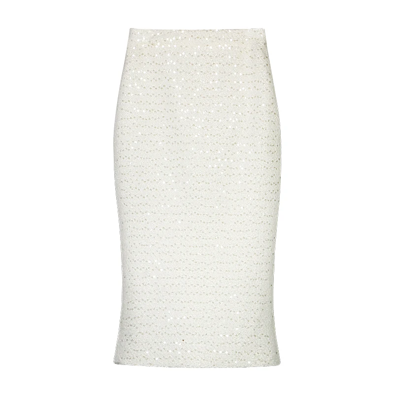 

New fashionable temperament light luxury sequins coarse tweed wealthy heiress small fragrance style slimming half skirt