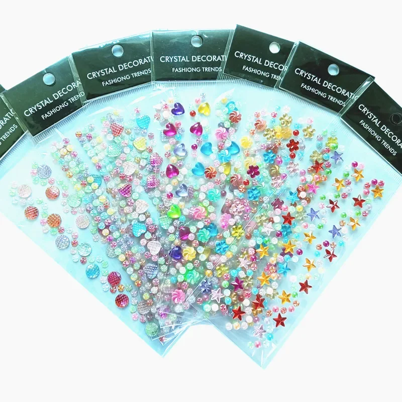 Scrapbook sticker Acrylic crystal 3 lines in 1sheet Self-adhesive Mixed Rhinestones Sticker Diamond decoration drill stickers