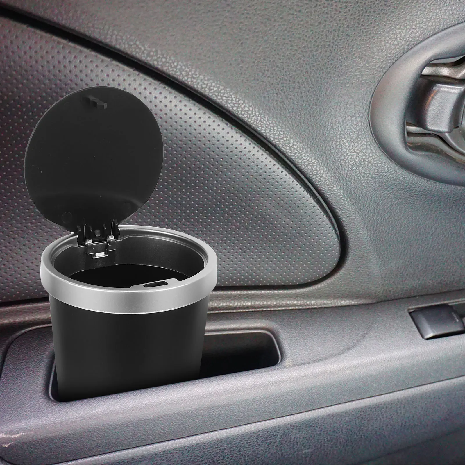 

Car Trash Can Sleek Stylish Mini Garbage Console Storage Organizer PP Material Portable Lid Hidden Trash Bin