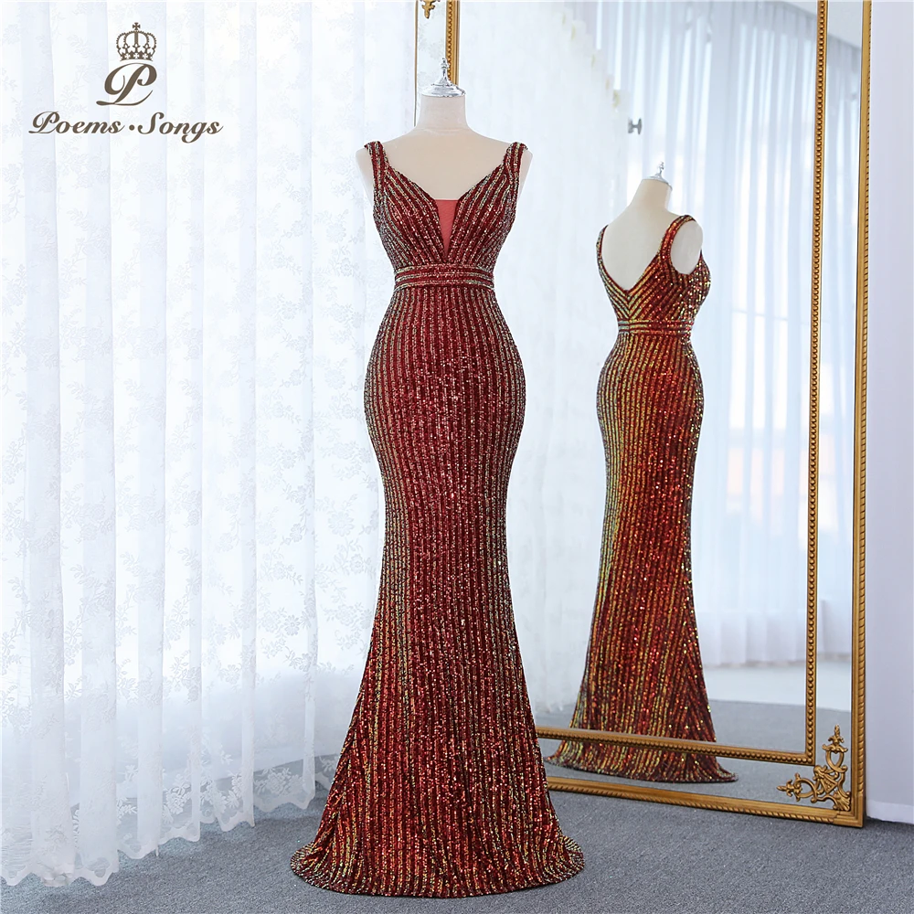 Elegant burgundy Mermaid evening dresses vestidos formales vestidos de fiesta robe de soiree de mariage prom dresses party dress