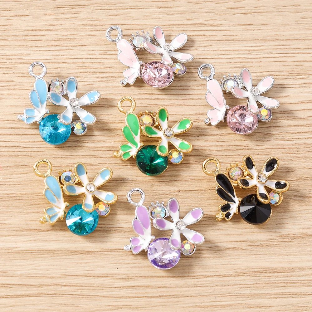 

Tusember 10pcs Beautiful Crystal Flower Butterfly Charms for Cute Earrings Bracelets Necklaces Pendant Craft