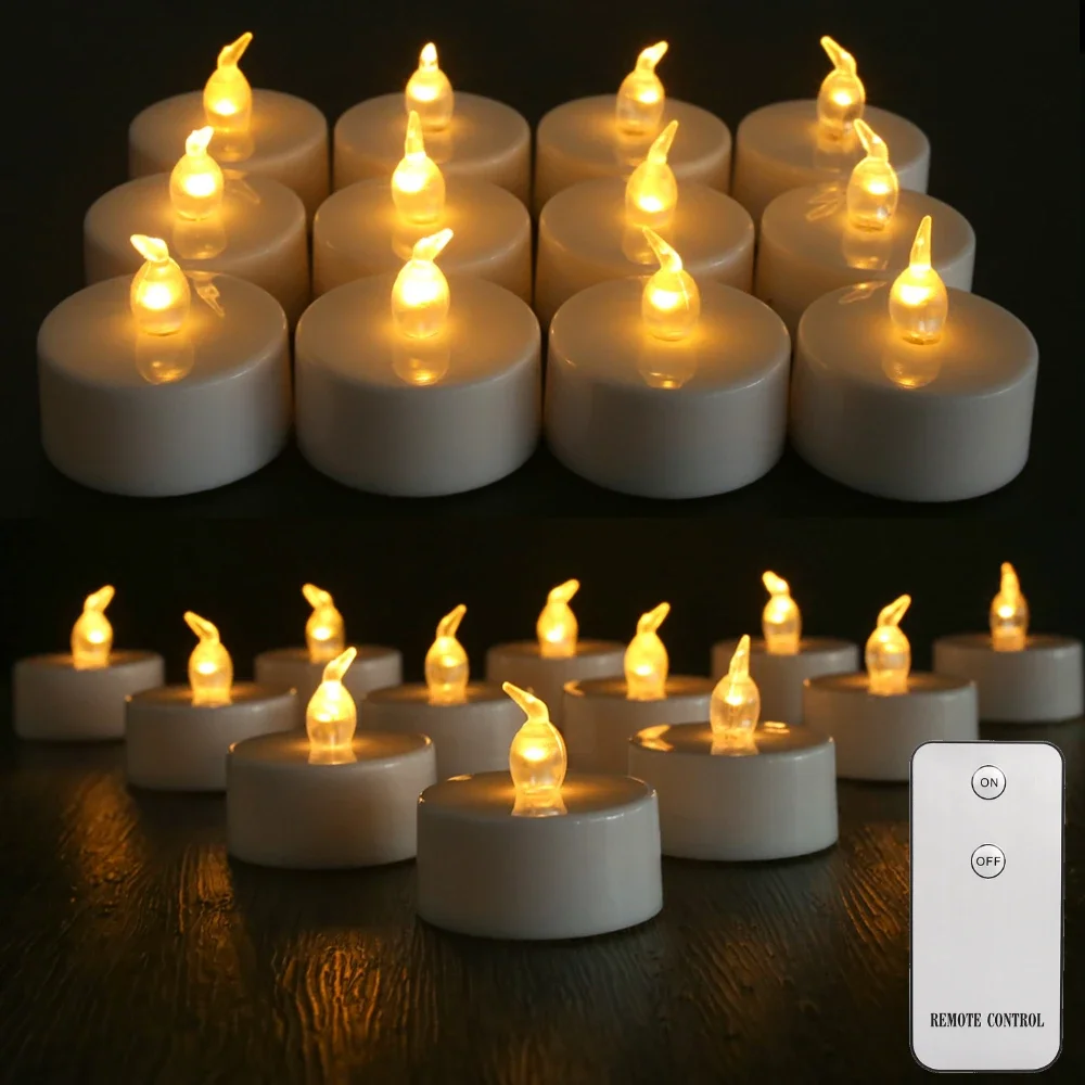 Flameless LED Remote Candles Battery Operated Electric Tea Light Candles Realistic Bright for Wedding Proposal Romantic Decor