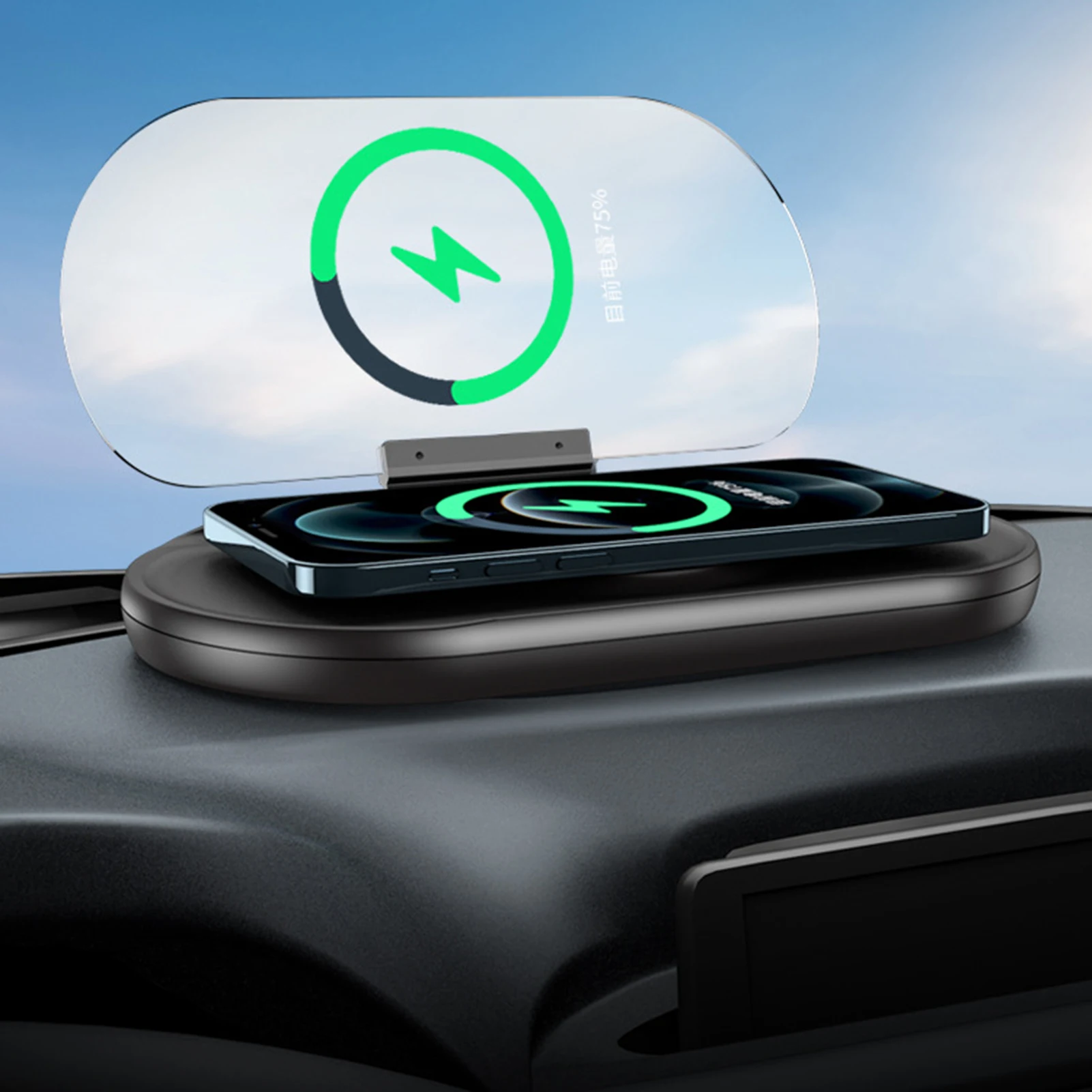 Car HUD Auto Wireless Charging Head-Up Display Car HD Mobile Phone Navigation Projector Winshield Speedometer Car Accossorriess