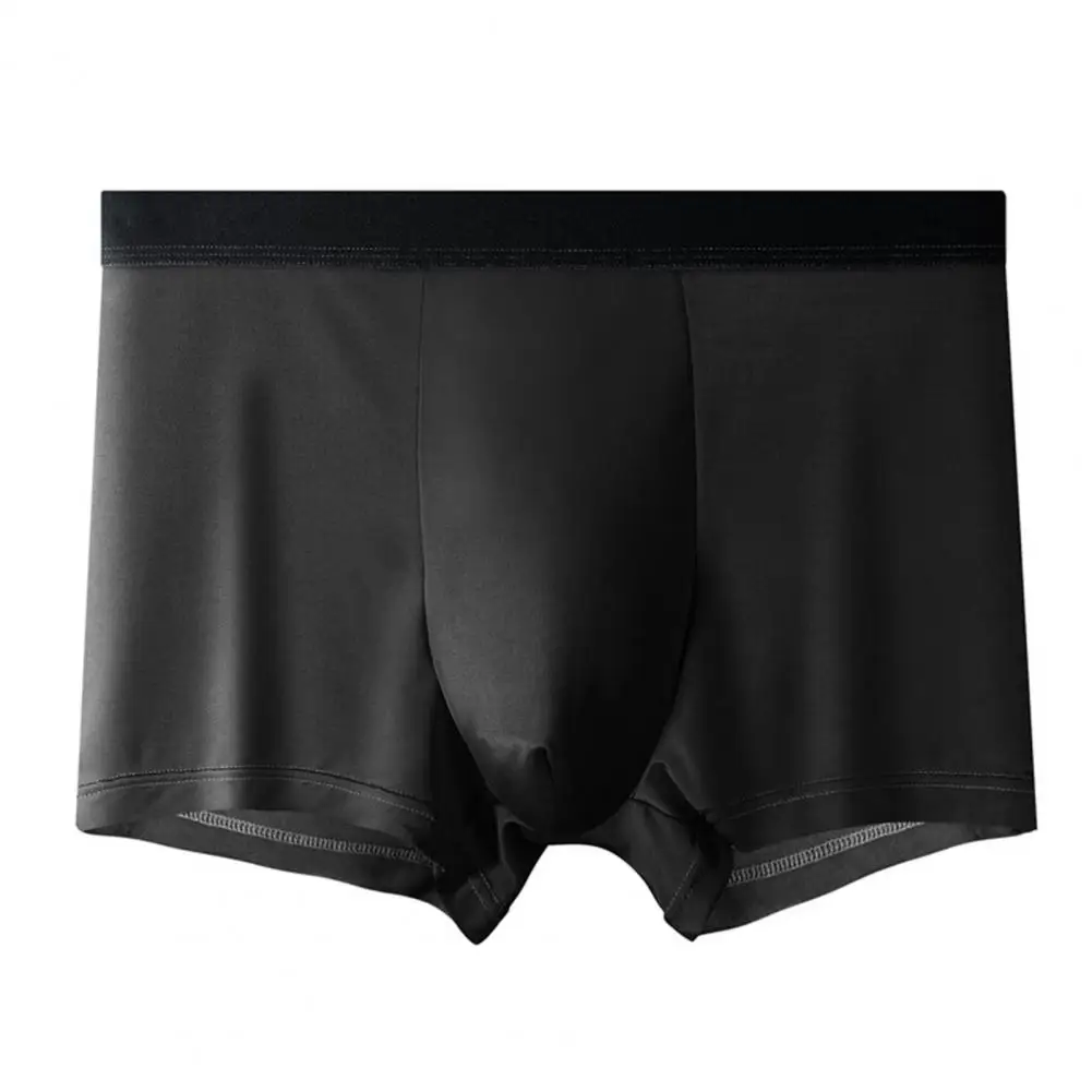 Roupa íntima confortável masculina, cueca boxer slim fit com cintura elástica, cores sólidas, design convexo em U para estilo confortável