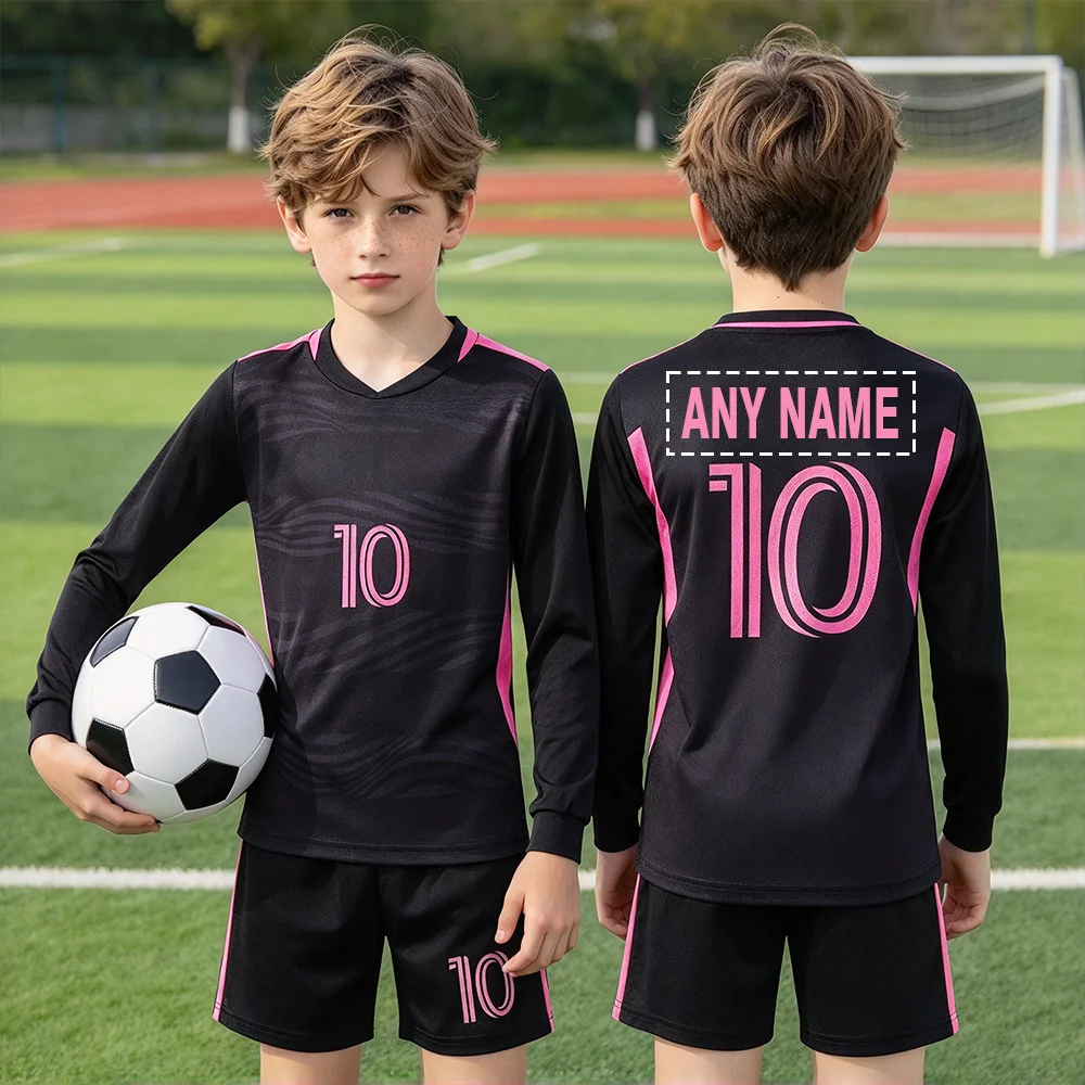 Children's Sports Football Kit Quick Dry Casual Training Uniform Set with Personalized Name Customization Fixed Number 10
