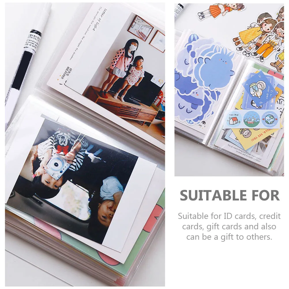 2 album fotografici in plastica A6, fogli di ricarica trasparenti per carte d'identità, carte di credito, tasche impermeabili, pagine cieche