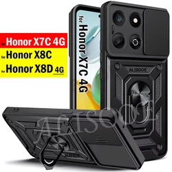 Funda for Honor X8D X8C X7C 4G Case Slide Camera Lens Ring Stand Holder Shockproof Phone Cover for Honor X7C Capa
