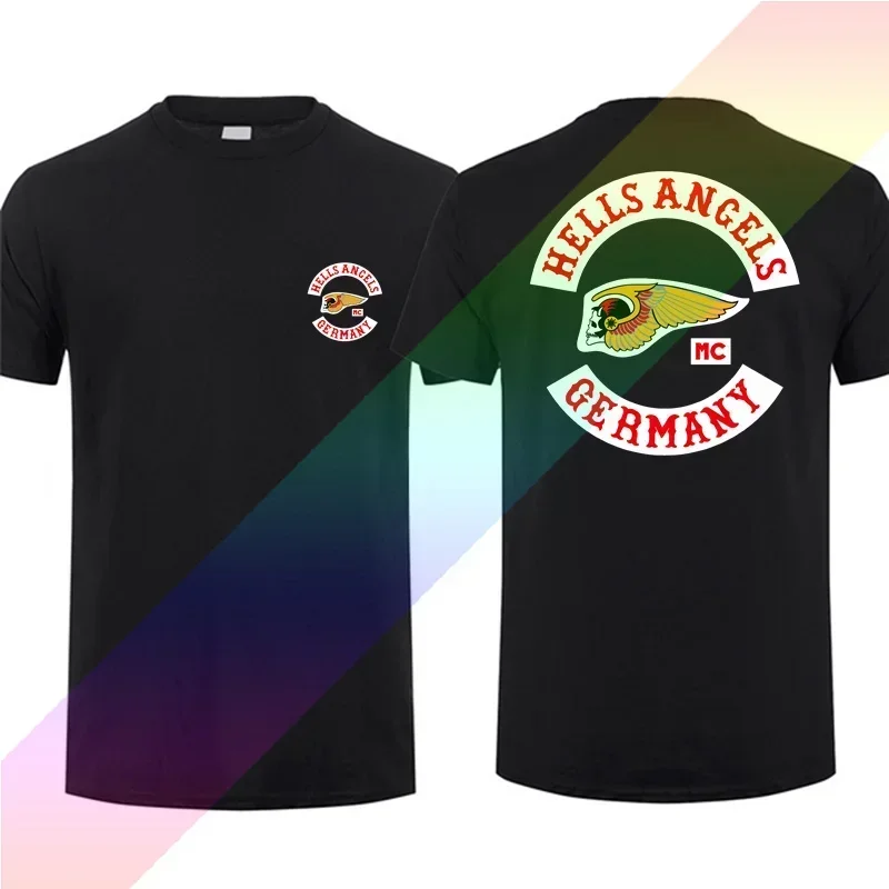 חולצת גברים 2024 בסגנון הלס אנג'לס מועדון אופנועים גרמניה חולצת קיץ גרפית עם שרוולים קצרים 100% כותנה S-3XL טי מגניבה