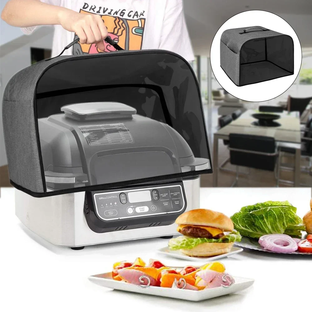 

Air Fryer Hood for Ninja Foodi Grill Durable Kitchen Dust Cap with Storage Pockets Waterproof Household Grill Toaster Dust Cover