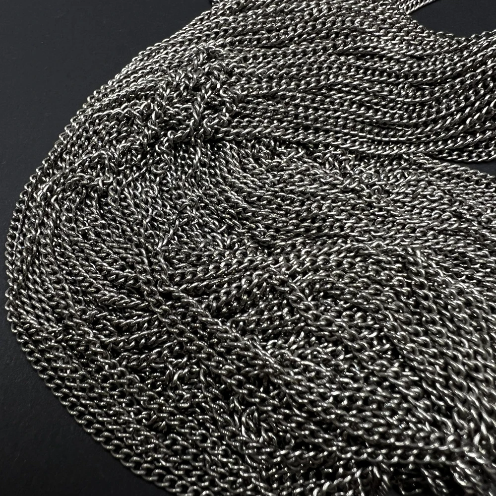 Wholesale Welded 2.8MM Width TA1 Pure Titanium Curb Link Chain for DIY Men Women Necklace Bracelets Anti-Allergic Jewelry Gifts
