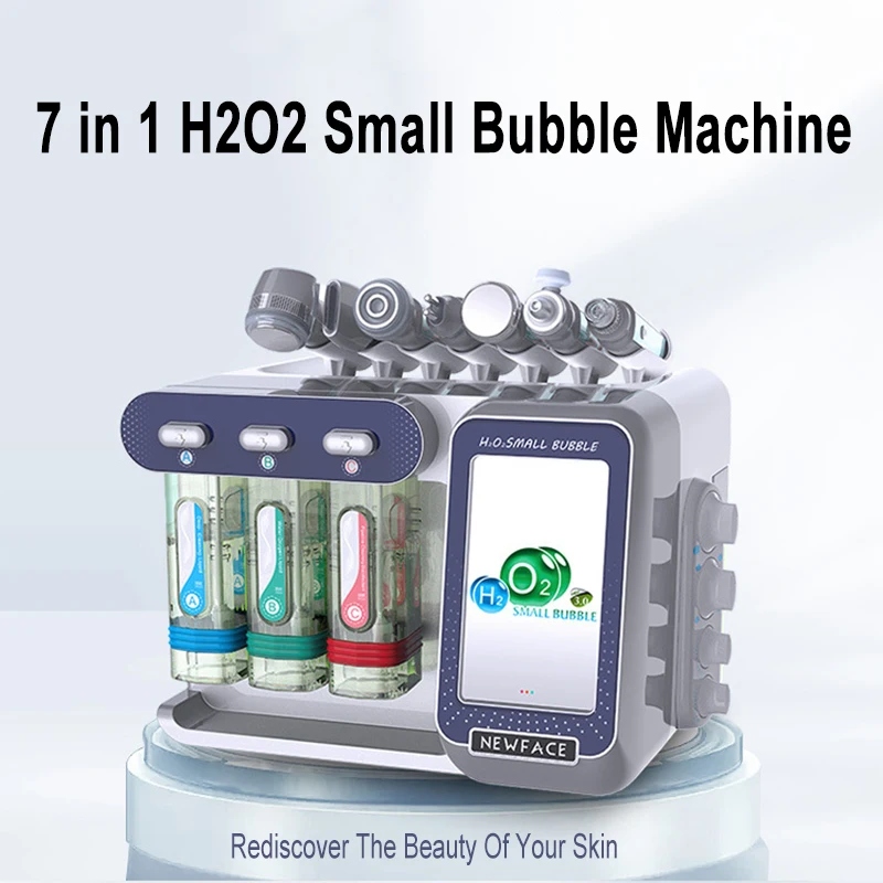 Multifunktionale 7-in-1 H2O2 kleine Blasenmaschine Sauerstoff-Gesichtsmaschine Schönheit Gesichtslifting-Gerät für Aqua Peel