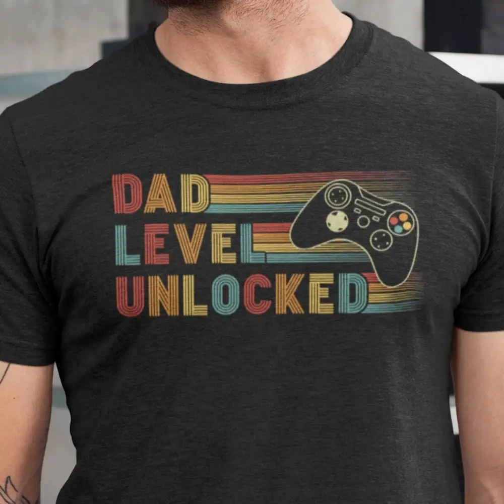 Dad Level Unlocked T Shirt Funny New Gaming First Time Father'S Day Idea Super Announcement