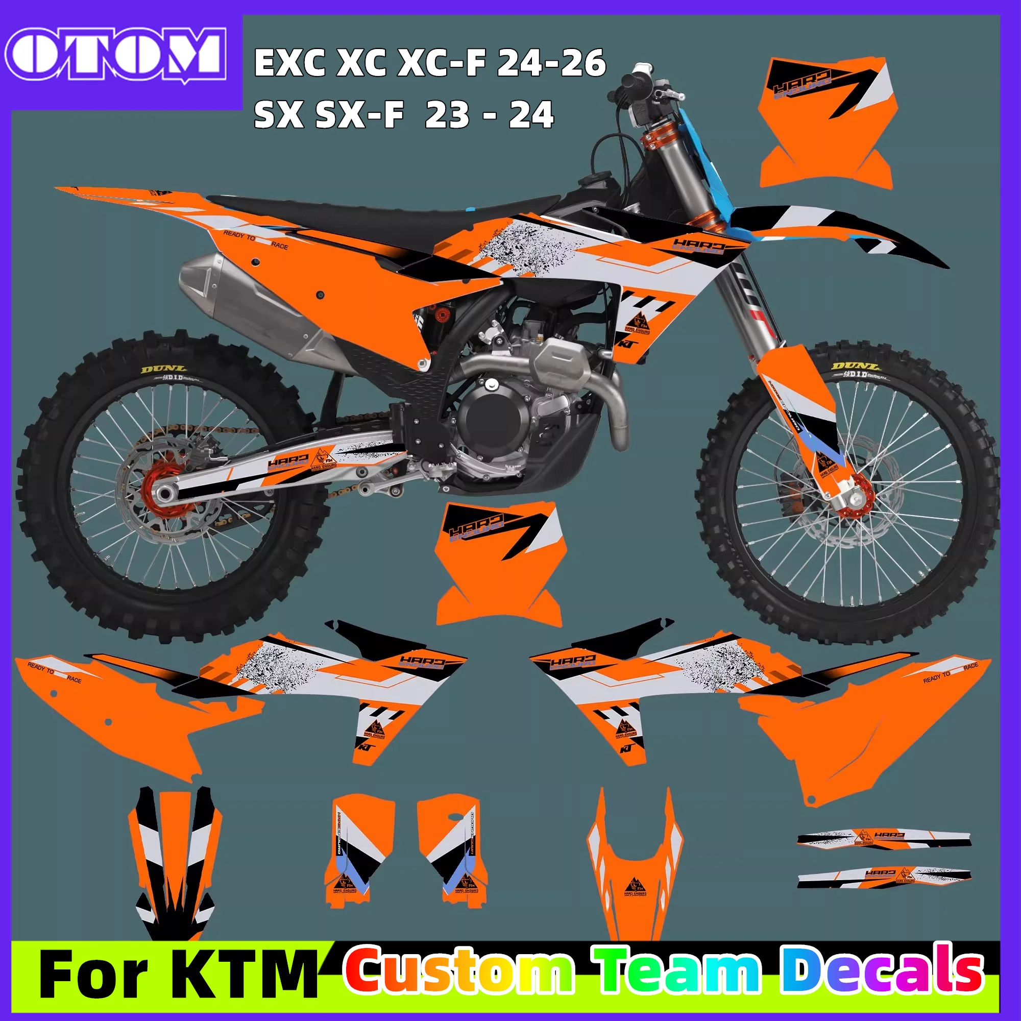 OTOM Custom Team Graphics Backgrounds Decals Stickers Kit For KTM SX SXF MX 23-24 EXC XCW Enduro 24-26 125 to 500cc 250 300 150