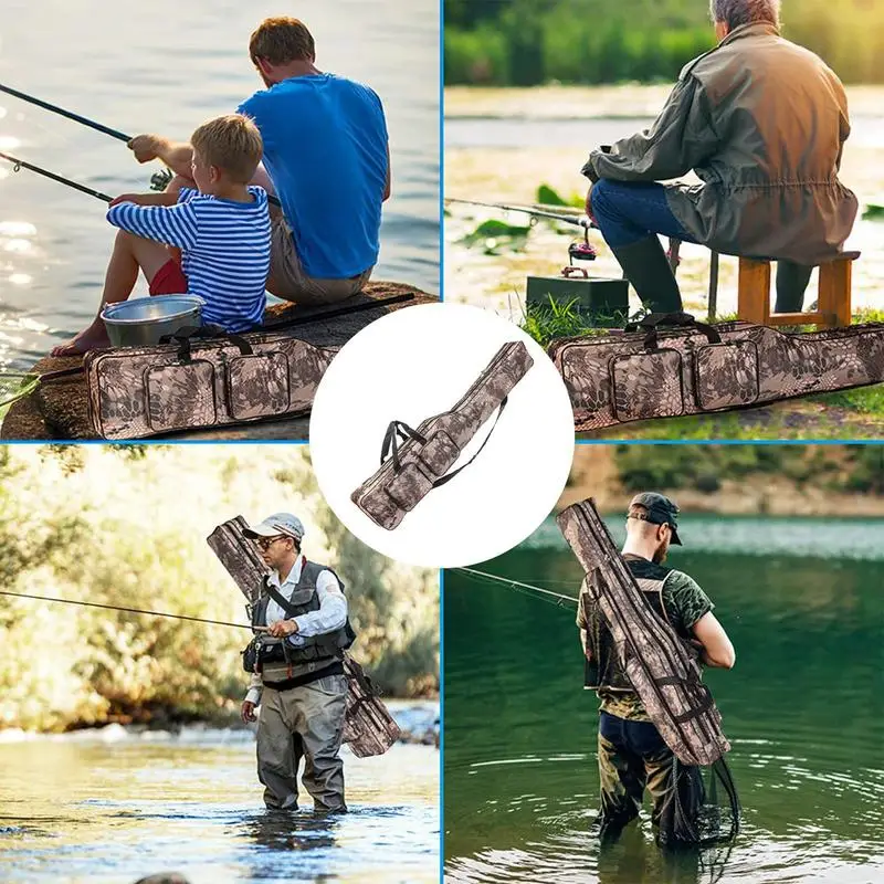 Fishing Rod Case Fishing Storage Bag Tackle Storage Bags Wide Opening Large Capacity Rod Cases & Tubes For Fishing Pole