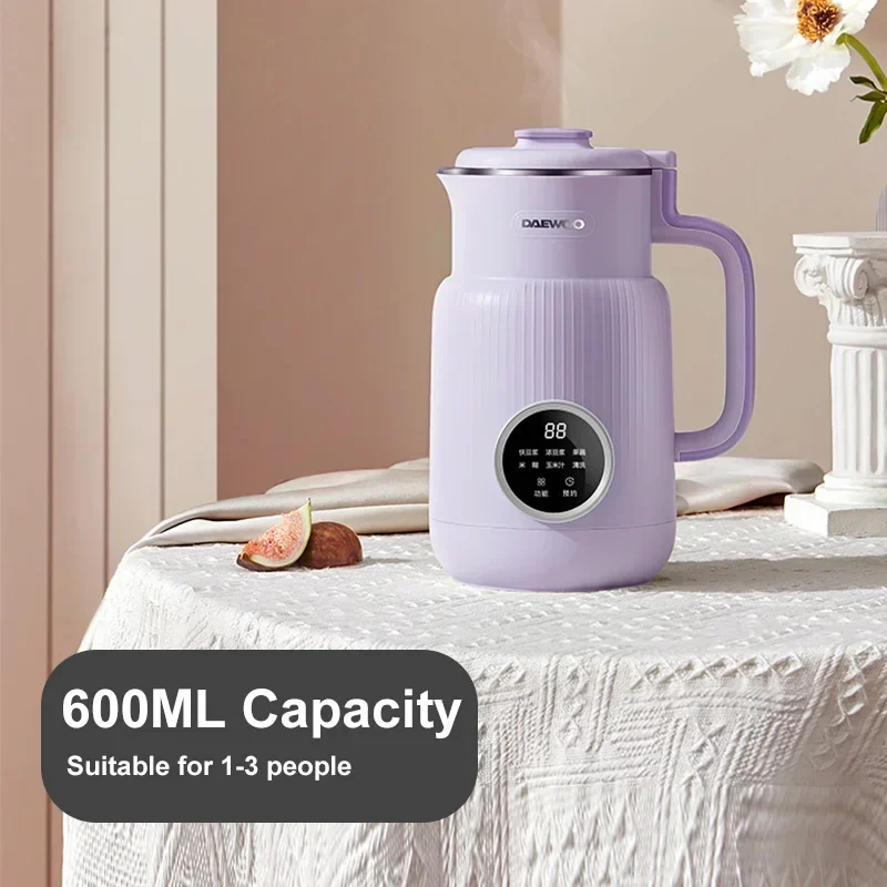 DAEWOO Soybean Milk Machine 600ml Multifunction Juicer Portable Blender Wall Breaking Machine Automatic Heat Home Soy Milk Maker