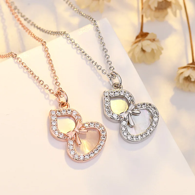14K Gold-wrapped Color Inlaid Zircon Sticker Shell Gourd Pendant  Souvenir Necklace Jewelry Material Accessories