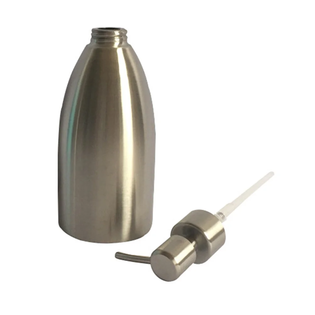 

304 Stainless Steel Liquid Soap Bottle Silver Refillable Eco-Friendly Convenient Pump Container Shampoo Conditioner Emulsion