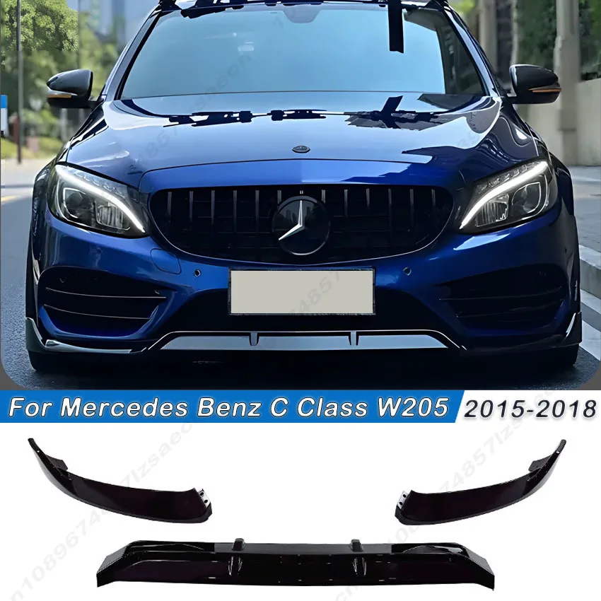 

For Mercedes Benz C Class W205 C205 C180 C200 C260 C300 2015-2018 Car Front Bumper Lip Spoiler Diffuser Splitter Body Kit Tuning