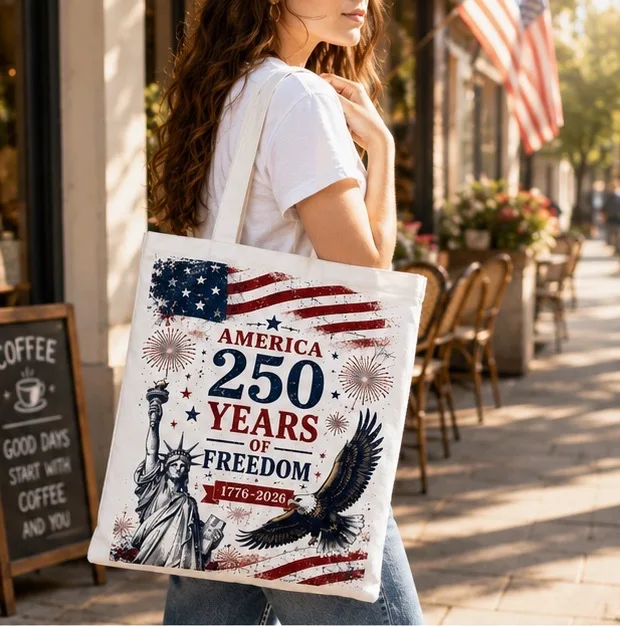 2026 USA Independence Day 250th Anniversary Canvas Tote Bag High Quality Fashion Women's Commuter Shopping Handbag