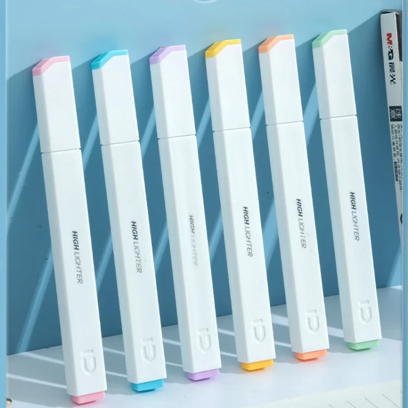 

M&G 6pcs Highlighters Square Barrel Soft Tip Bright & Pastel Colors Marking Pen for Exam Review Note