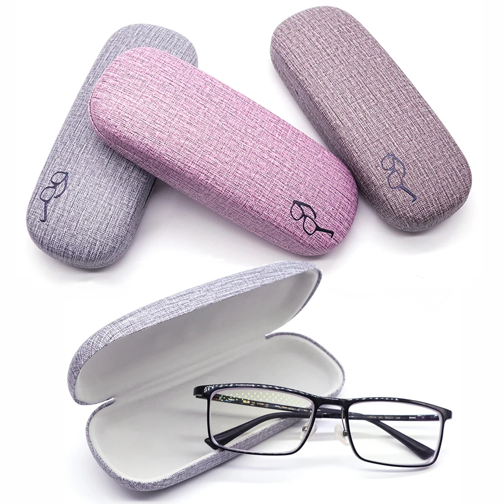 

Glasses Case Hard Shell Linen Fabrics Eyewear Cases Cover Protective for Fashion Men Women Sunglasses Eyeglasses PU Leather Box