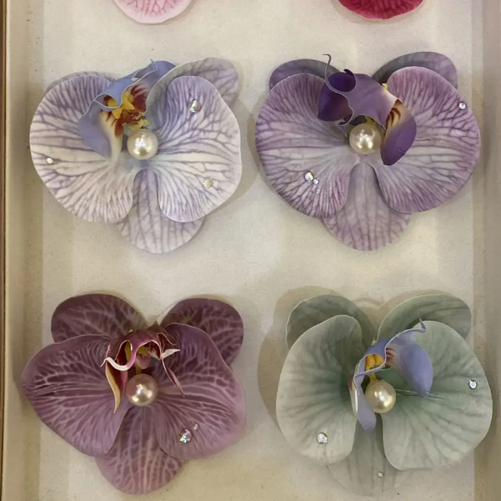 Sweet Cloth Flower Hair Clip Pearl Butterfly Orchid Orchid Flower Hairpin Headdress Duckbill Clip Girl Hair Clip Seaside