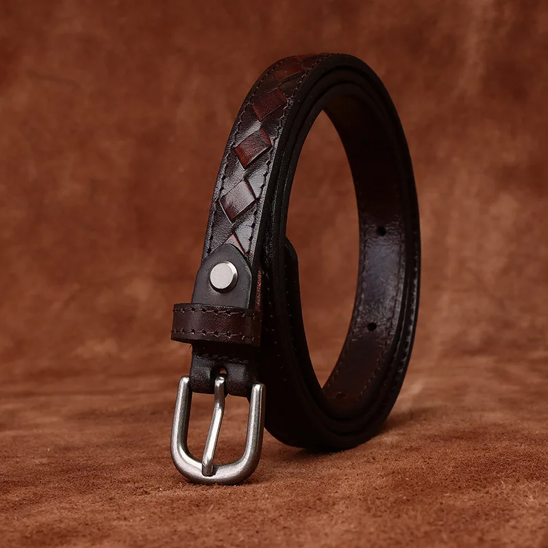 

Итальянский высококачественный нишевый плетеный тонкий ремень из натуральной воловьей кожи, унисекс и универсальный кожаный ремень ручной работы.