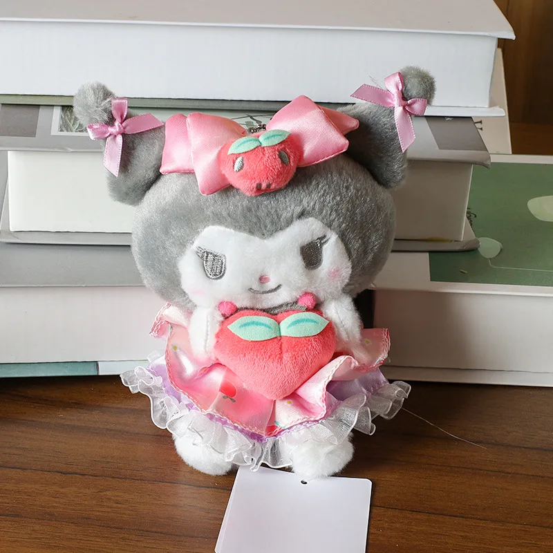 Sanrio Tea Party and Strawberry Series Cinnamoroll Plush Toys Cute Kuromi Backpack Hangings Melody Fluffy Doll Key Chain Gifts