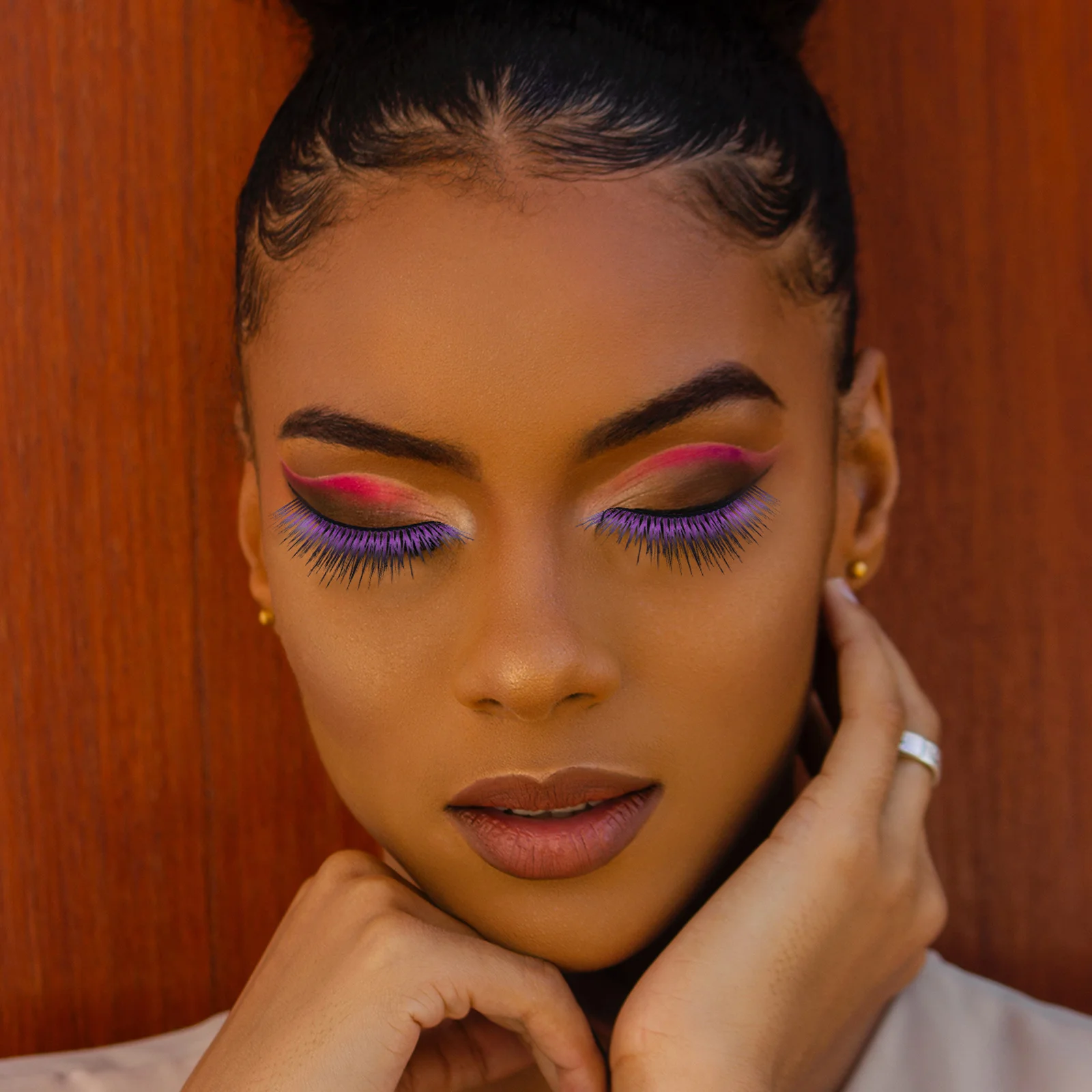 3 Paar rosa synthetische Wimpern, einfach anzubringen, entfernen, ideal für Halloween, Cosplay, Bühnenshow, glamouröser Look zum Ausgehen