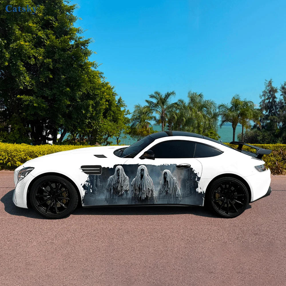 

Scary Castle White Robe Ghost Car Vinyl Wraps Decal Selfadhesive PVC Sticker Suitable for Trucks SUV Decor Auto Accessories Gift