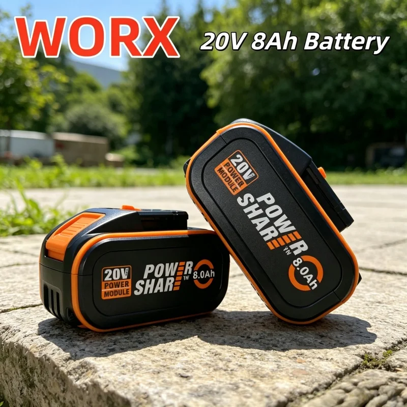 WORX WA3639 20V 8.0Ah PowerShare Battery with LED Charging Indicator, Compatible with All WORX 20V Tools, High-power Battery.