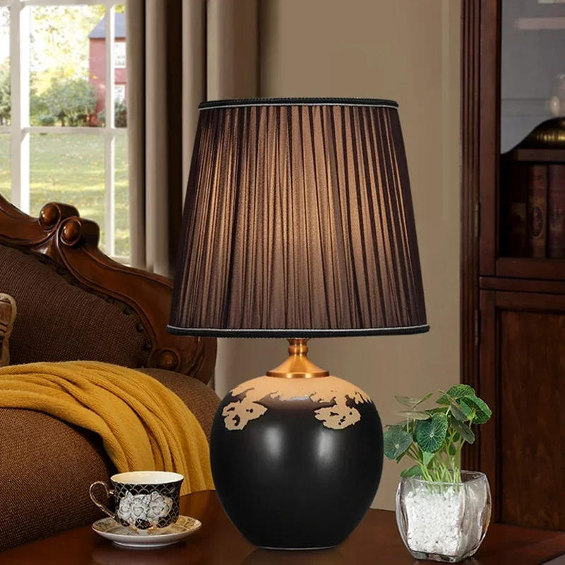 CEDRIC Ceramics Table Lamps LED Modern Creative Black Dimming Desk Light For Home Living Bedroom Bedside Decor
