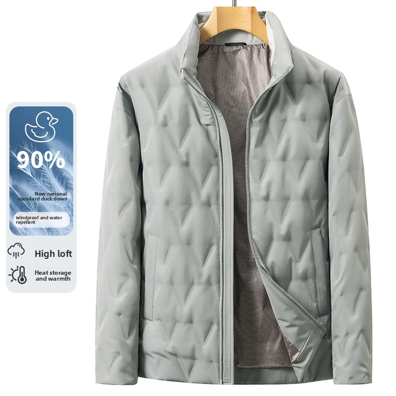 Winter Men Short Down Jacket 90% Duck Down Stand Collar Diamond Quilt Windproof Light Warm Casual Male Outerwear Coat