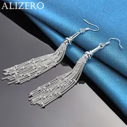 ALIZERO 925 Sterling Silver Tassel Drop Earrings For Women Fashion Popular Shiny Earring Wedding Party Jewelry Gift