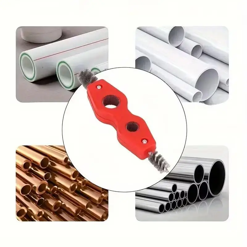 4 In 1 Double-headed Inside Outside Reamer Pipe Cleaner Chamfering Tool Copper Pipe Brush Copper Tube Polishing Pipe Deburrer view 4