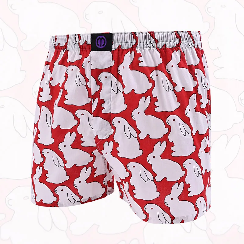 Red Rabbit Pure Cotton Underwear Pattern For Men And Women Pattern Comfortable Breathable Shorts For Home Leisure