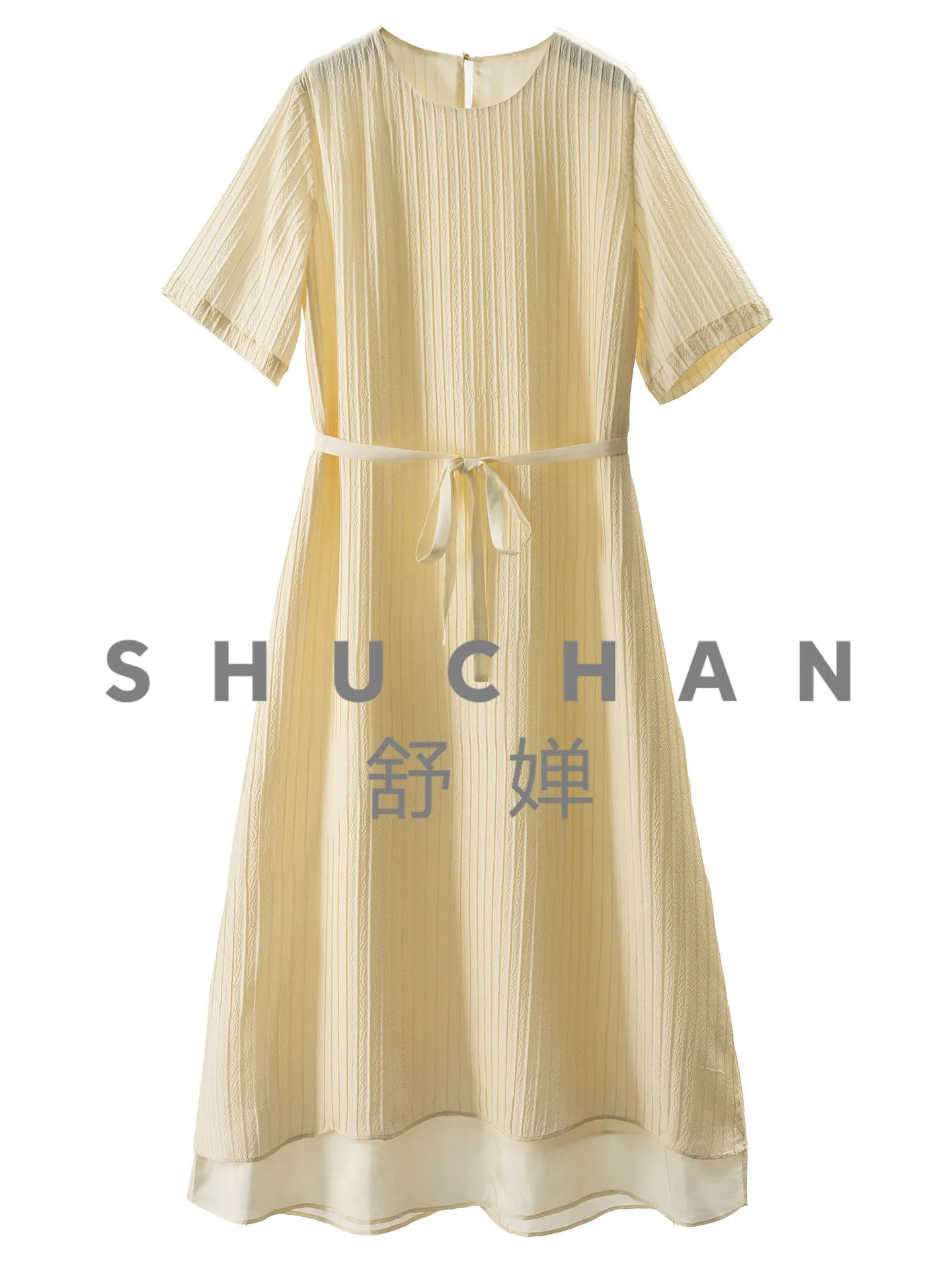 

Light Luxury Silk Soft Stacked Crepe Texture Waist Dress 45L1 Long Dresses for Women Vestidos De Verano Mujer 2026