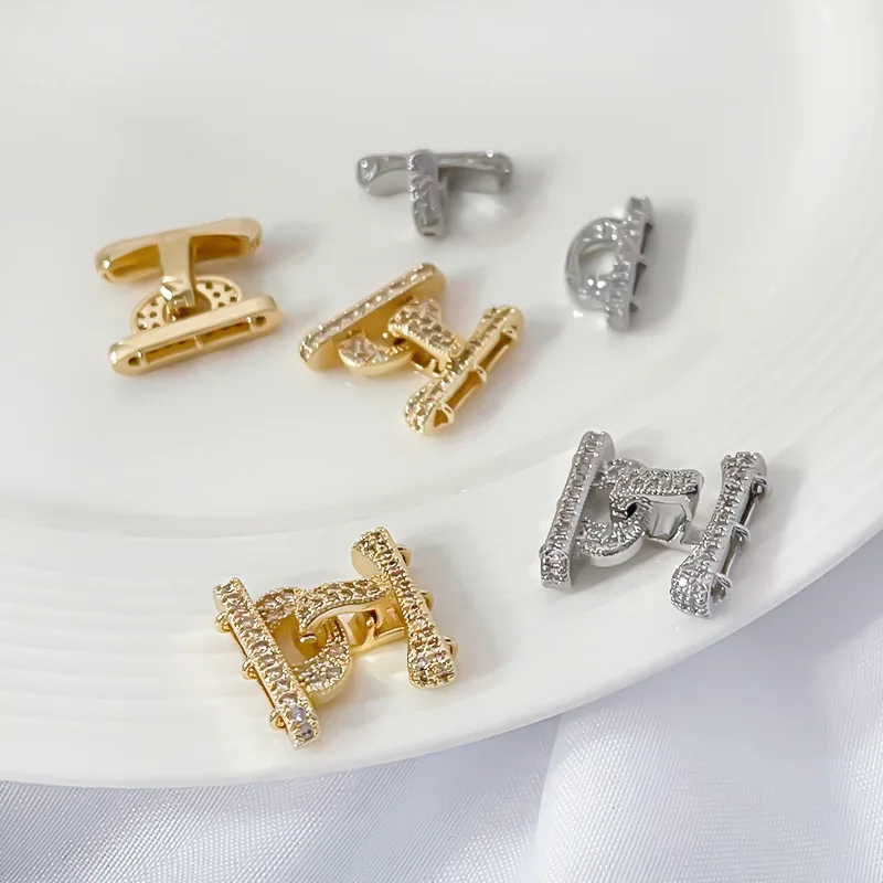 1 Piece Copper Gold-plated Zirconium Three-row Pearl Connection Buckle DIY Jewelry Bracelet Necklace Beaded Accessorie Wholesale