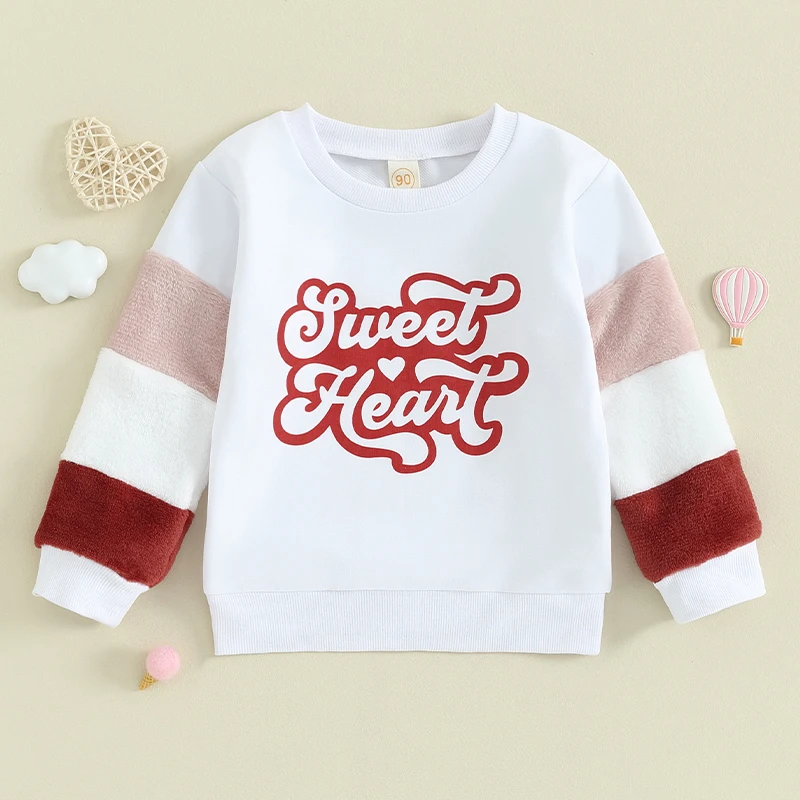 

Children s Valentine s Day Sweatshirt with Adorable Letter Print Long Sleeve Pullover for Toddlers Autumn Top for Cute Fall