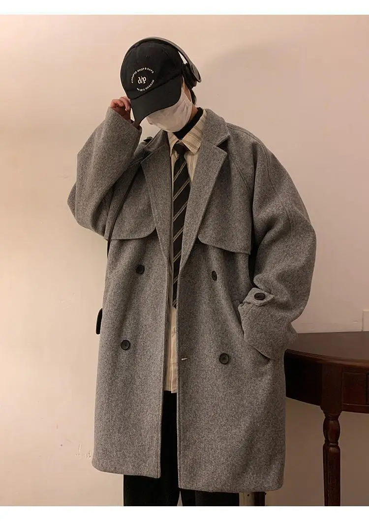 

Мужское пальто из шерстяной смеси, многослойное, с эффектом сборки и объемности, модное