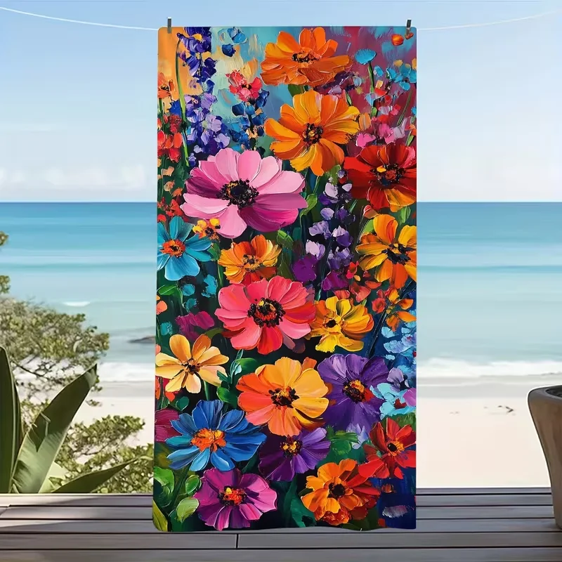 Bohemian Mandala Flower Beach Towel Pink Gold Soft Microfiber Beach Towel Elegant Decor Towel Quick Drying Pool Beach Activities